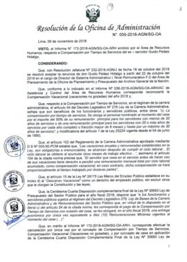 Resolución de la Oficina de Administración N° 009-2018-AGN/SG-OA