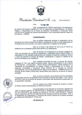 Resolución Directoral N° 008-2016-AGN/OTA