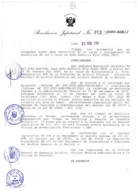 Resolución Jefatural N° 073-2000/AGN/J