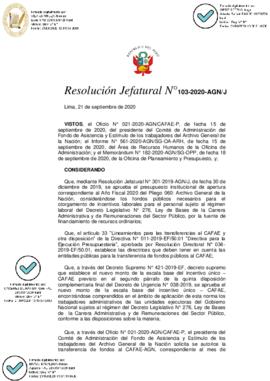 Resolución Jefatural N° 103-2020-AGN/J