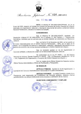 Resolución Jefatural N° 034-2005-AGN/J