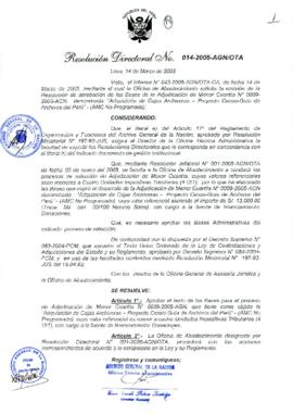 Resolución Directoral N° 014-2005-AGN/OTA