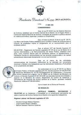 Resolución Directoral N° 030-2013-AGN/OTA