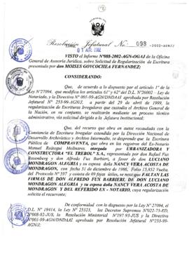 Resolución Jefatural N° 098-2002/AGN/J