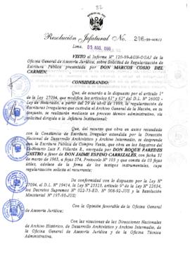 Resolución Jefatural N° 206-1999/AGN/J