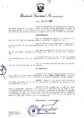 Resolución Directoral N° 109-86-AGN/OA