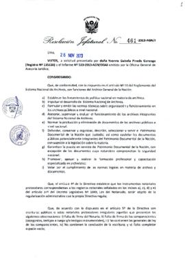 Resolución Jefatural N° 461-2013-AGN/J