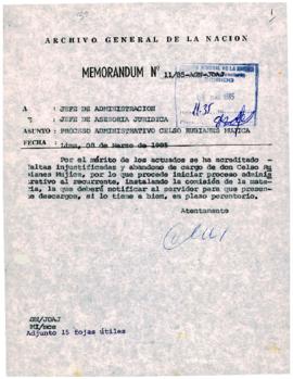 MEMORANDUM 11/85-AGN-JOAJ