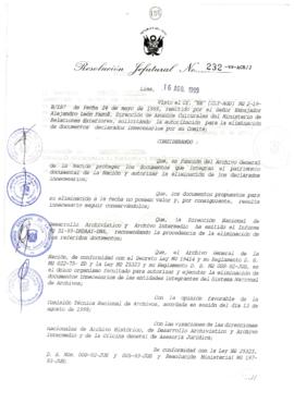 Resolución Jefatural N° 232-1999/AGN/J