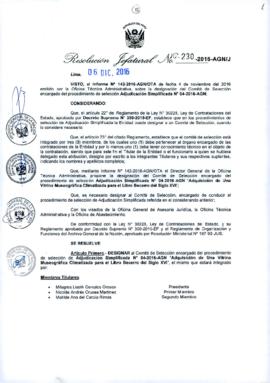 Resolución Jefatural N° 230-2016-AGN/J