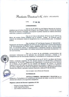 Resolución Directoral N° 024-2015-AGN/OTA