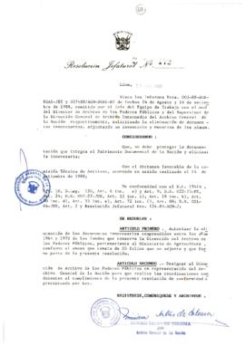 Resolución Jefatural N° 172-1988/AGN/J