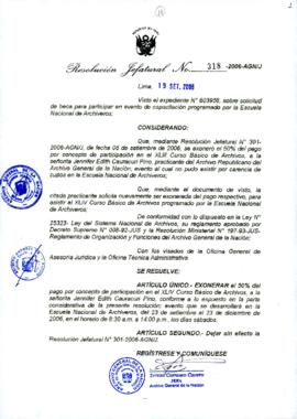 Resolución Jefatural N° 318-2006-AGN/J