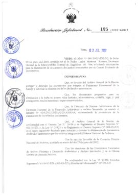 Resolución Jefatural N° 185-2002/AGN/J