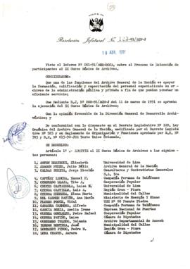 Resolución Jefatural N° 123-1991/AGN/J