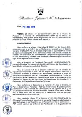 Resolución Jefatural N° 048-2018-AGN/J