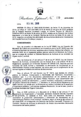 Resolución Jefatural N° 133-2019-AGN/J