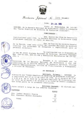 Resolución Jefatural N° 095-1996/AGN/J