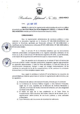 Resolución Jefatural N° 373-2012-AGN/J