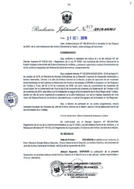 Resolución Jefatural N° 217-2016-AGN/J