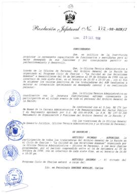 Resolución Jefatural N° 172-1998/AGN/J