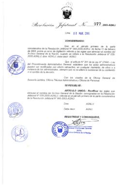 Resolución Jefatural N° 077-2005-AGN/J