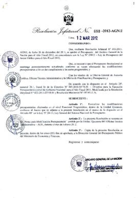 Resolución Jefatural N° 080-2012-AGN/J