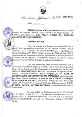 Resolución Jefatural N° 072-2003-AGN/J