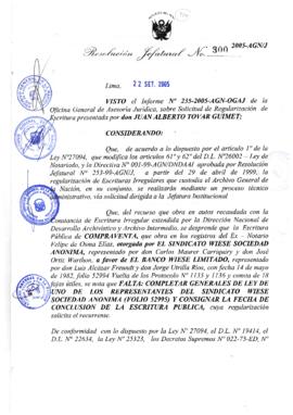 Resolución Jefatural N° 300-2005-AGN/J