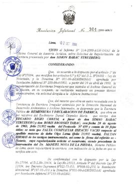 Resolución Jefatural N° 364-2000/AGN/J