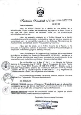 Resolución Directoral N° 074-2012-AGN/OTA