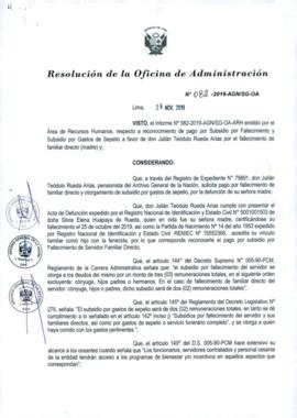 Resolución de la Oficina de Administración N° 082-2019-AGN/SG-OA
