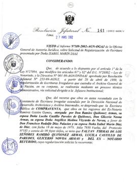 Resolución Jefatural N° 141-2002/AGN/J