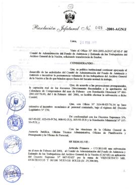 Resolución Jefatural N°048-2001/AGN/J