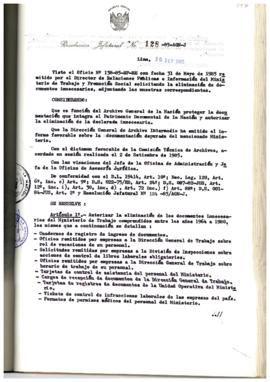 Resolución Jefatural N° 128-1985/AGN/J