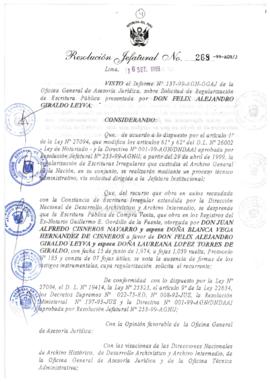 Resolución Jefatural N° 268-1999/AGN/J