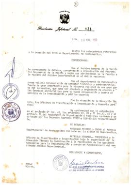 Resolución Jefatural N° 021-1990/AGN/J