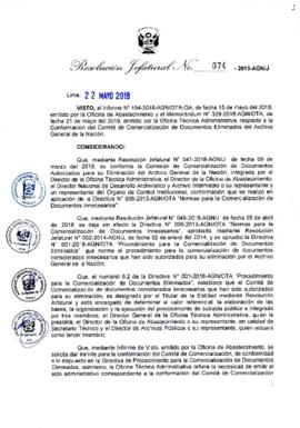 Resolución Jefatural N° 074-2018-AGN/J