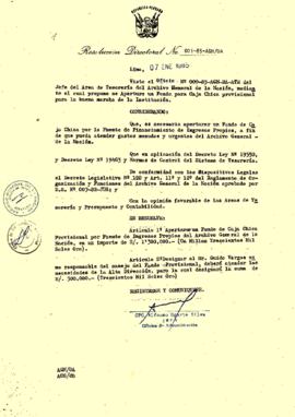 Resolución Directoral N° 01-85-AGN/OA
