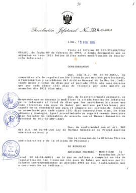 Resolución Jefatural N° 034-1995/AGN/J