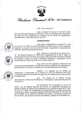 Resolución Directoral N° 007-2017-AGN/OTA