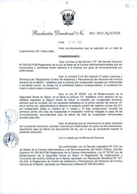 Resolución Directoral N° 062-2013-AGN/OTA