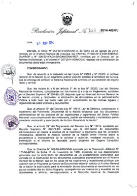 Resolución Jefatural N° 120-2014-AGN/J