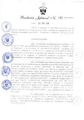 Resolución Jefatural N° 092-2000/AGN/J