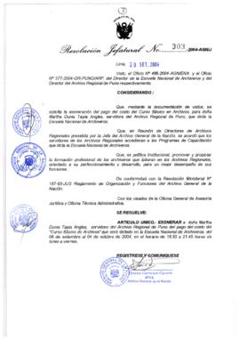 Resolución Jefatural N° 303-2004-AGN/J