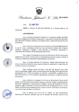 Resolución Jefatural N° 231-2013-AGN/J