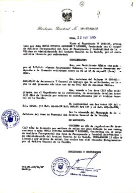 Resolución Directoral N° 44-85-AGN/OA