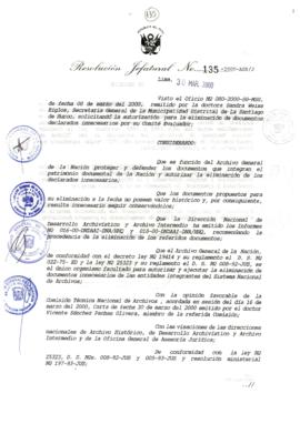 Resolución Jefatural N° 135-2000/AGN/J