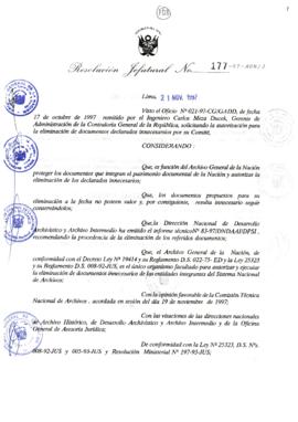 Resolución Jefatural N° 177-1997/AGN/J