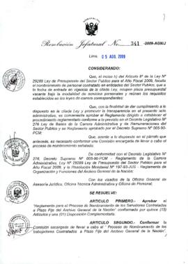 Resolución Jefatural N° 341-2009-AGN/J